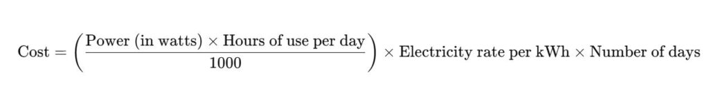 calculate cost running ac